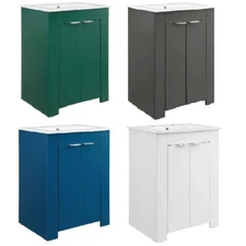 Modern Bathroom Vanity-White Sink Basin-Green, Gray, Blue or White Cabinet Base