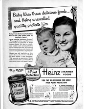 Heinz Baby Food Print Ad 1941 Mother With Cute Baby
