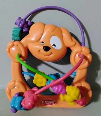 Vintage Playskool Busy Basics Busy Beads Pals Baby Learning Toy Bear Puppy