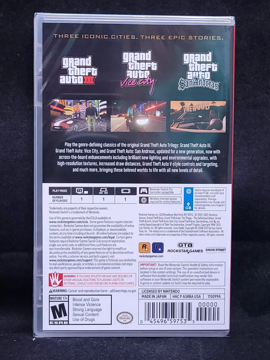 Grand Theft Auto: The Trilogy - Physical Requires 9GB Download (Switch) :  r/GTATrilogy