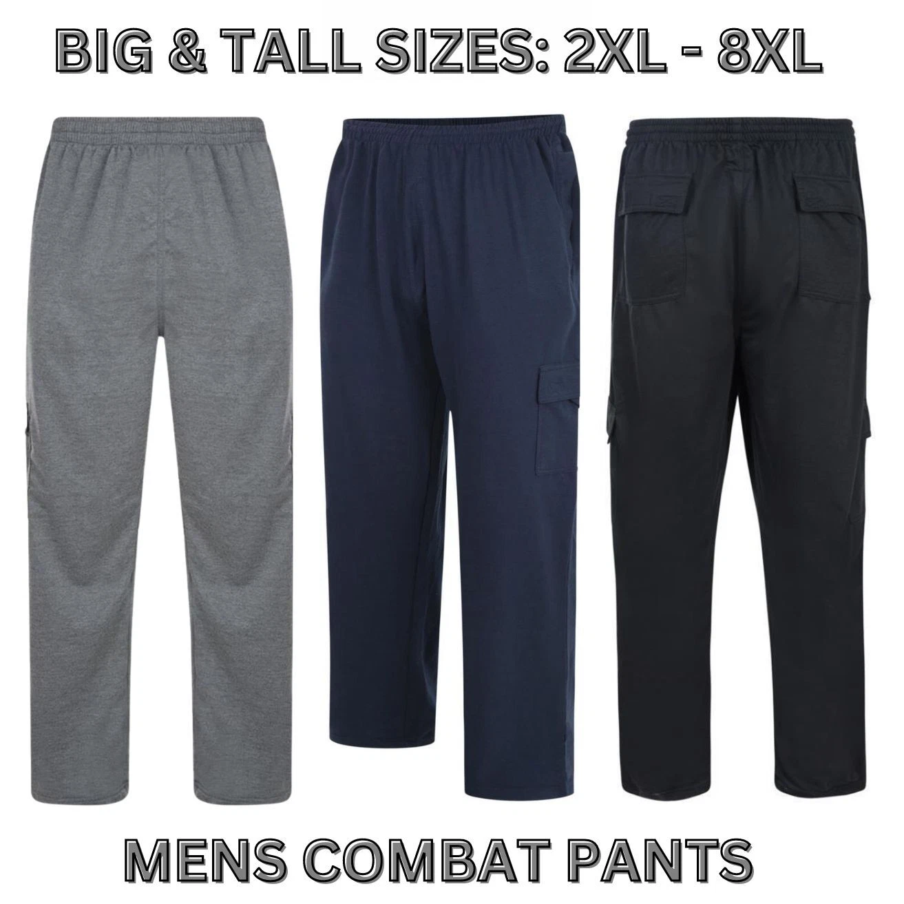 Mens Big Size Combat Pants Cargo Trousers Multi Pocket Bottoms Joggers 2XL-8XL
Opens in a new window
