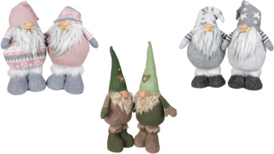 2er Set Weihnachtswichtel Wichtel Gnom Zwerg stehend sitzend Dekofigur Figur