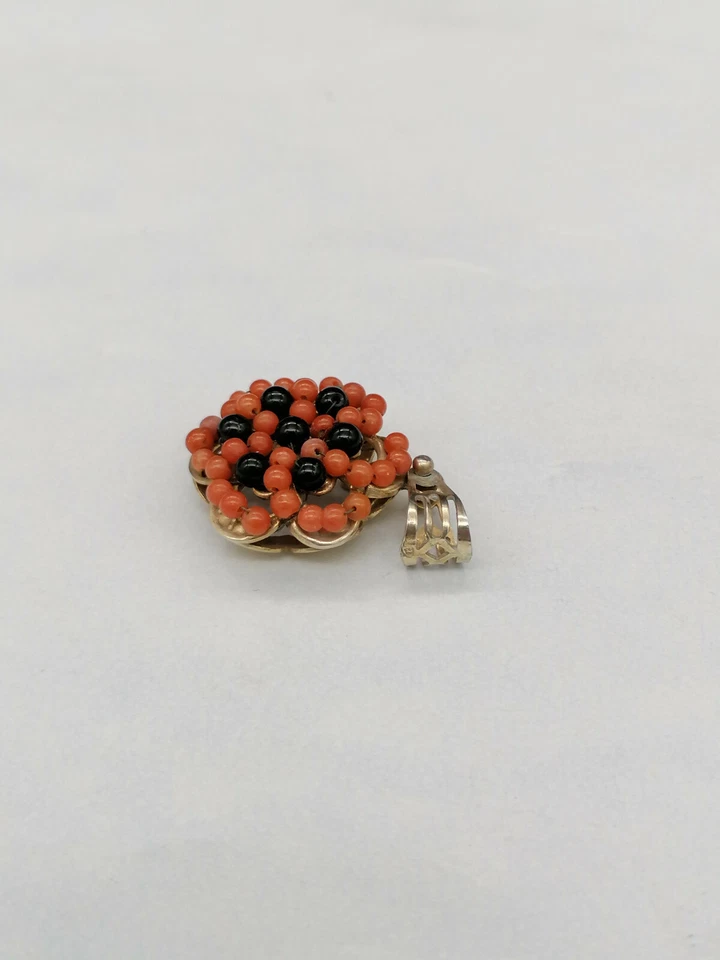 ciondolo donna stile antico corallo rosso naturale onice argento 925 pendaglio - Immagine 4 di 4