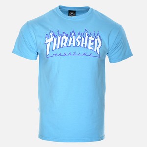 thrasher shirt blue flame