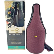 The Caddy O Wine Bottle Carrying Tote with Box & Corkscrew Chiller Burgundy New