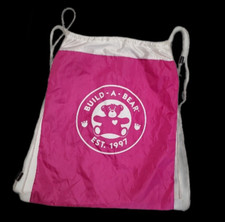 Build A Bear Drawstring Carrier Bag Empty Backpack Pink White EUC