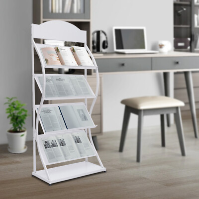 4 Tier Literature Magazine Display Stand Brochure Newspaper Catalog Holder Rack