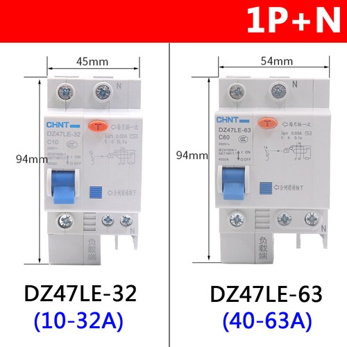 10-63A 2,3,4 Polig 1P+N 3P+N FI/LS Schalter RCD RCBO Leitungsschutzschalter DZ47 - Bild 9 von 13