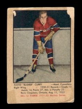 1951-52 Parkhurst #12 Floyd Curry RC - GOOD - EXACT SCAN - LOW GRADE SET FILLER