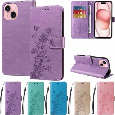 For iPhone 15 14 13 12 11 X XR SE 7 8 6s Magnetic Flip Wallet Leather Case Cover