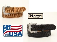 MADE IN USA BASKET Leather MAN'S WESTERN BELT Silver Buckle NOCONA N23003