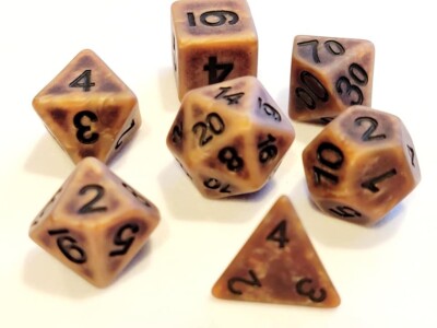 Steampunk Bronze 7 Dice RPG Set Poly DND Dungeons Dragons Pathfinder AD&D d20 B