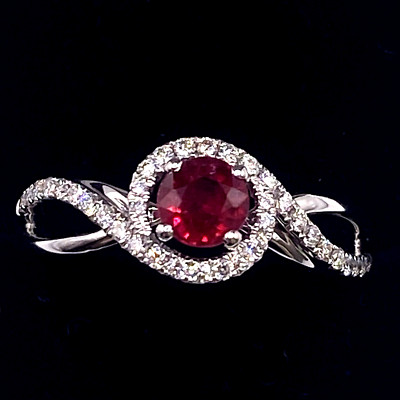 18K Gold Rubin Diamant Ring 0,52ct natürlicher Rubin 0,20ct natürlicher Diamant