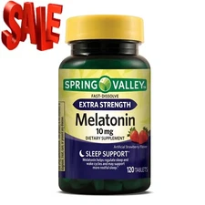 Spring Valley Melatonin Sleep Health Dietary Supplement Tablets, Strawberry, 10