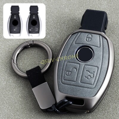 Für Mercedes A B C E S G M V Klasse Metall Leder Auto Schlüssel Cover Chain Ring
