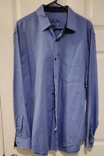 Tasso Elba Dress Shirt Men XL Button Up Blue Long Sleeve Stripe 17-171/2