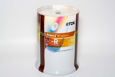 TDK DVD-R 16x 4.7 GB Recordable Disks 100 Pack Spindle Brand New SEALED