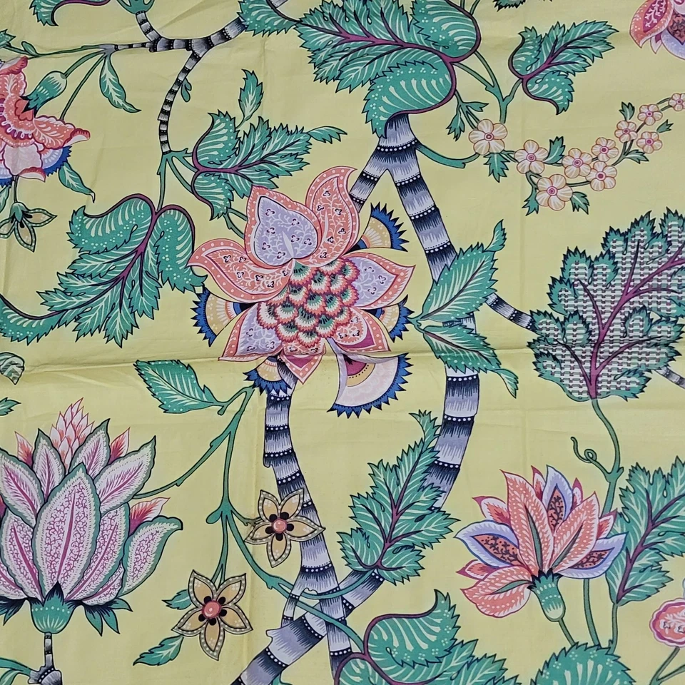 "Tela MALABAR de colección de Scalamandre' algodón amarillo impresa a mano 39""x29"" RARA Foto 2 de 4