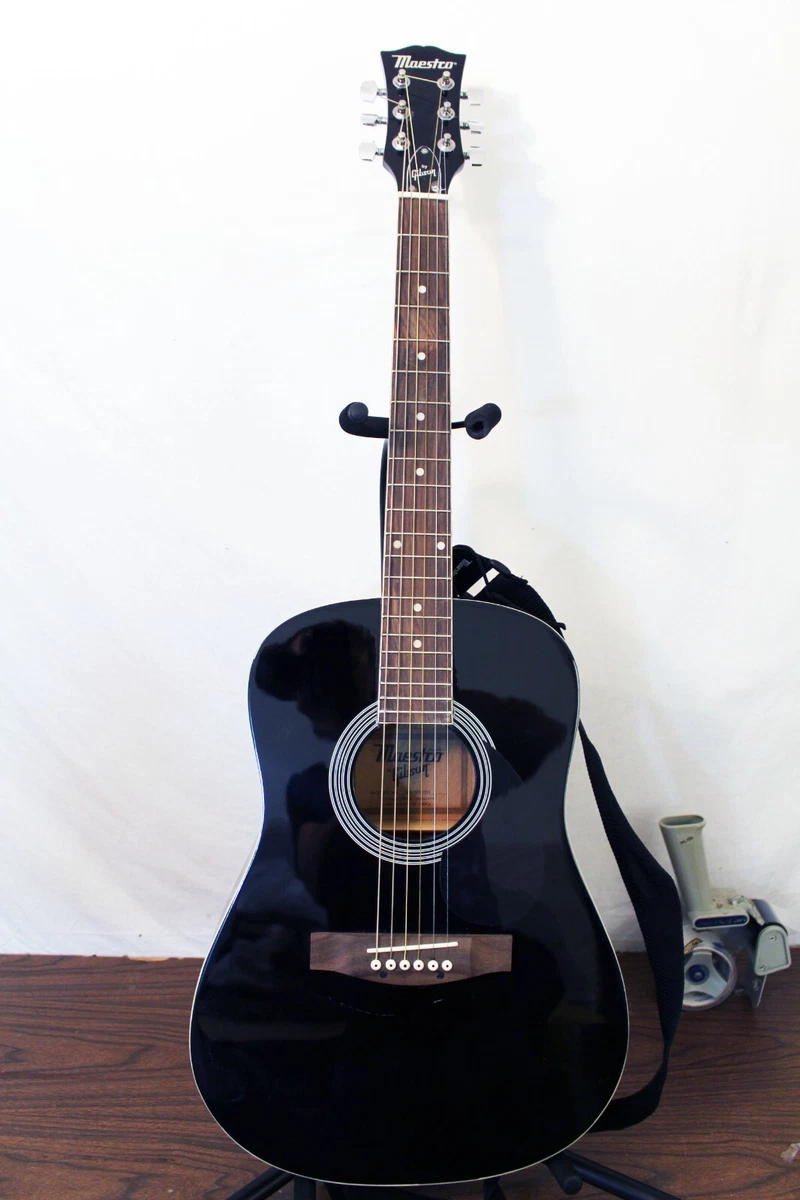 Gibson Maestro Black Parlor Acoustic Guitar MA38BKCH6 WITH STRAP AND CASE