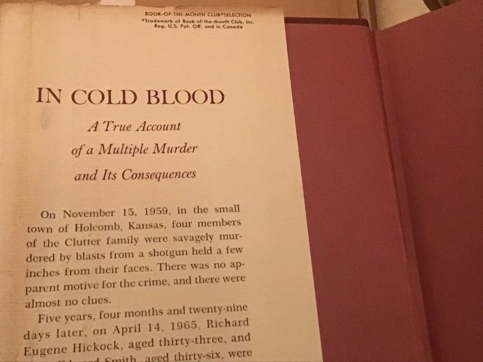 In Cold Blood by Truman Capote, HC/DJ, Co. 1965, 1st Ed., 1st Print., Random Hou Foto 4 de 4