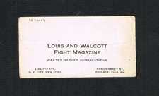 RARE JOE LOUIS JERSEY JOE WALCOTT business card of WALTER HARVEY Philadelphia NY