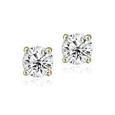 18K Gold Plated CZ Round 5mm Stud Earrings