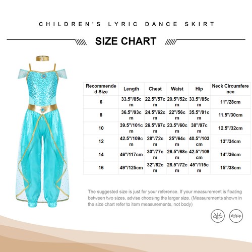 Kids Girls Arabian Costumes Outfits Round Neck Short Sleeve Elastic Long Pants - Picture 36 of 51