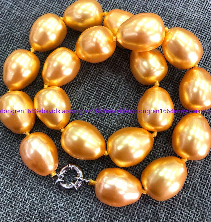 ENORME COLLAR DE PERLAS CONCHA BARROCA ORO MAR SUR 20 MM MODA GRANDE AAA++ 18 PULGADAS Foto 3 de 4