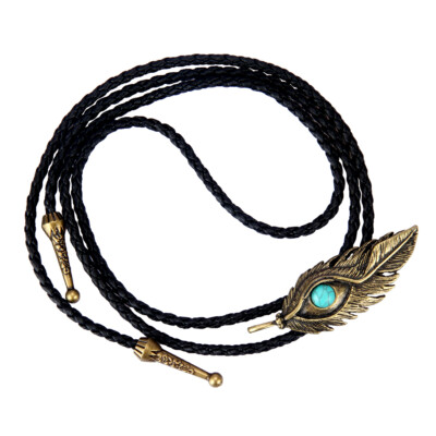 Unisex Bolo Krawatte Halskette mit Western Rodeo Cowboy Bolo Tie Feder