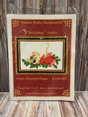 Hans Sleeping Mouse XM-001 Christmas Series Counted Cross Stitch Kustom Krafts
