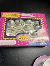 9 PCS Porcelain Tea Set for Children Pretend Play Ages 3 Pink