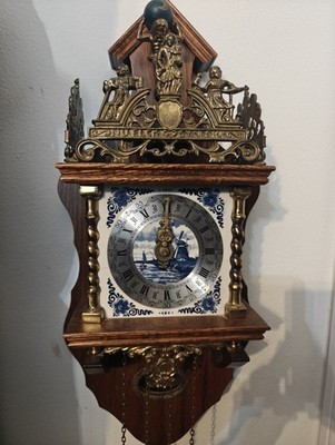 Vintage Dutch Wall Clock Franz Hermle 10Jewel West Germany Brass Weights N. T