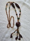 Vintage Beaded Necklace w Dangle Bead Tassel Pendant — photo 10