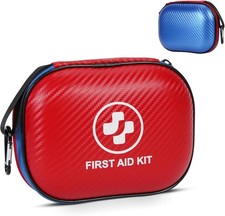 Mini First Aid Kit - 150 Piece Small Waterproof Hard Shell Medical Red