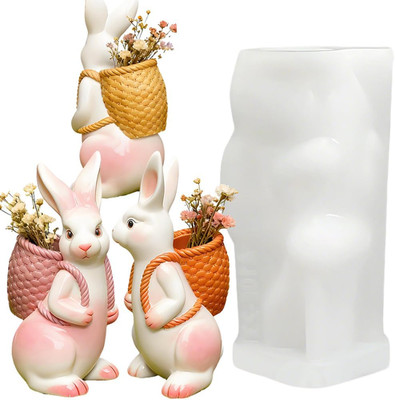 3D Easter Bunny Mold Small Rabbit Silicone Molds for Resin Plaster Candle Clay E