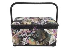 Medium Rectangle Sewing Basket Box with Tray Pincushion 11x7x6.5 (11x7x6.5,...