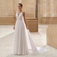 Summer Bohemian Wedding Dress Lace Cape Beach Backless Sleeveless Bridal Gown