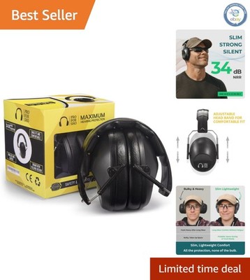 34dB NRR Hearing Protection Ear Muffs - Adjustable and Comfort-Centric Design