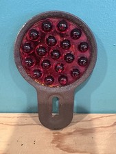 Vintage Automobile Marble Red Glass Reflector Tail Light License Plate Topper