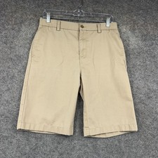 Lands' End Shorts Boys 18 Khaki Uniform Chino Flat Front Cotton Twill School
