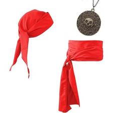 Pirate Costume Women Men Pirate Bandana Hats Head Scarf Pirate Belt Sash and ...