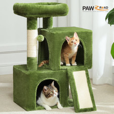 Cat Tree Condo with Sisal Scratcing Post Tower Ramp for Indoor Cats, Green