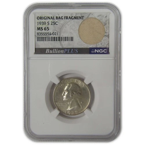 1939 S Washington Quarter MS 65 NGC Original Bag Fragment SKU:I22597