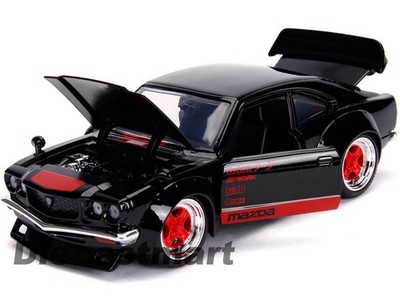 極道 Jada1/24 1974 マツダ　RX-3 新品未RX７　　2台で Jada 1:24 JDM Tuners 1974 Mazda RX-3 Glossy Black/Red Diecast
