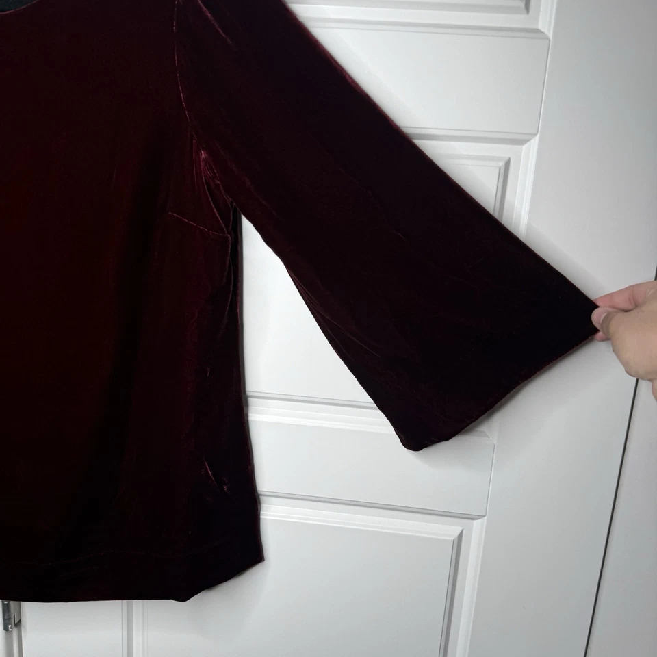 Boden Топ женщин США 2 красный бархат блузка кимоно рукав лодка шеи пуловер твердое тело - Изображение 3 из 4