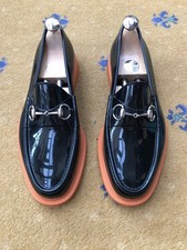 Gucci Rubber Jelly Horsebit Buckle Black Orange Shoes Loafers Mens UK 8 US 9 42