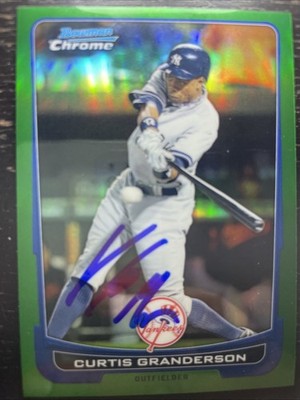 2012 Bowman Chrome - Curtis Granderson #103 Green Refractor - Raw Auto No COA