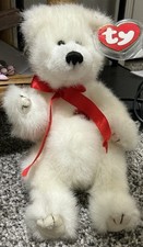 The 1993 Ty Attic Treasures Amore white bear featuring an embroidered "I U"
