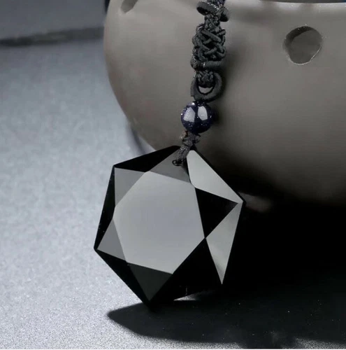 Obsidiana Colgante Estrella Collar Negro Hexagrama Piedras Preciosas... - Imagen 1 de 12