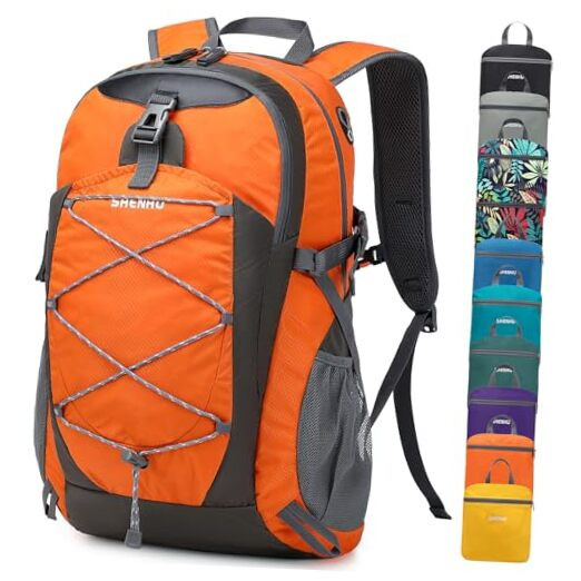40L Lightweight Waterproof Hiking Backpack Daypack for Travel 0.9lb Orange A0  -image